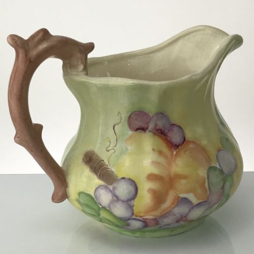 Vintage PITCHER HAND PAINTED Fruit Lillian Roach Ceramic Creamer Pottery Grapes - Blue Plum Collections