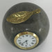 MARBLE ALABASTER Apple PAPERWEIGHT CLOCK Brass Stem Polished Stone - Blue Plum Collections